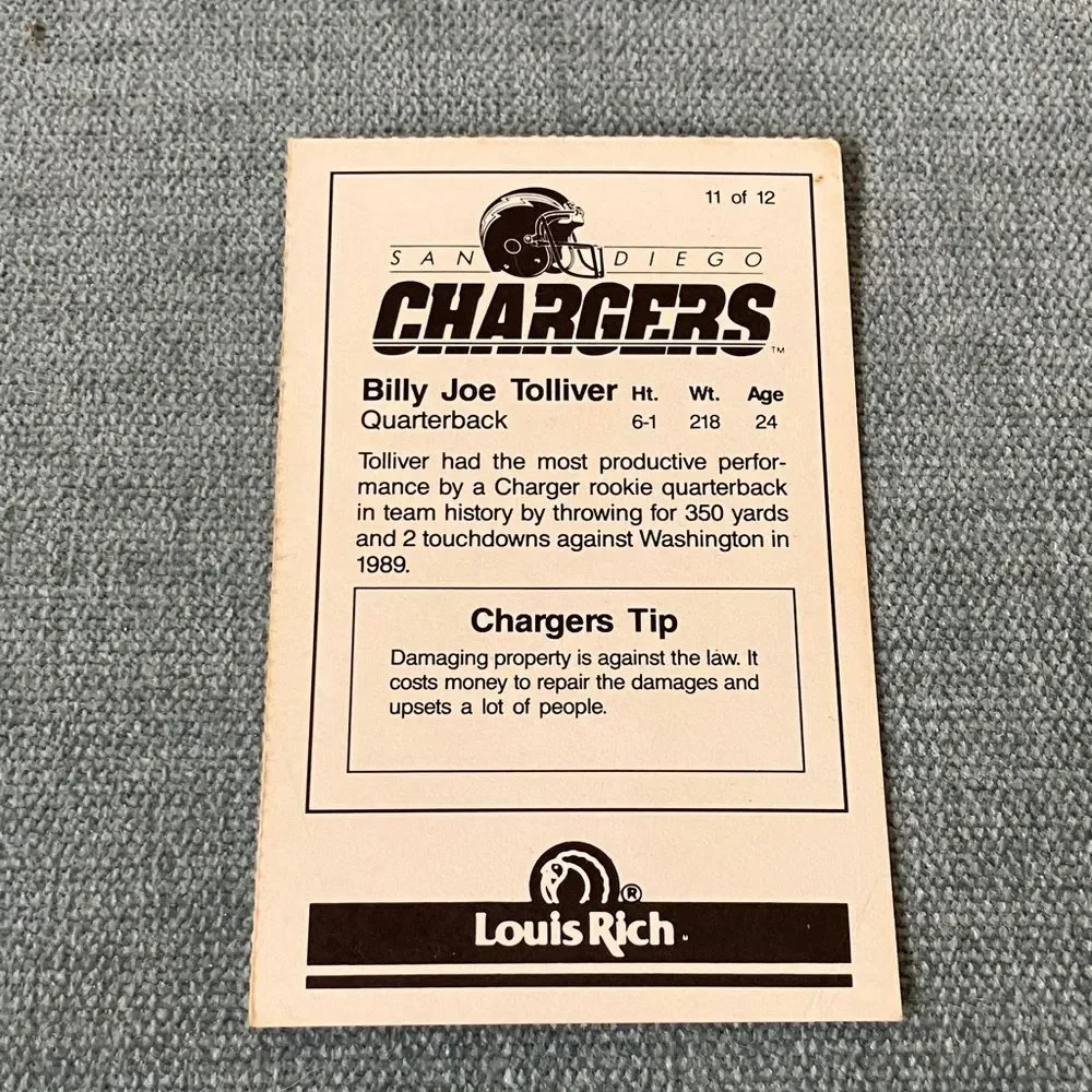Chargers NFL Football Trading Card Football Card